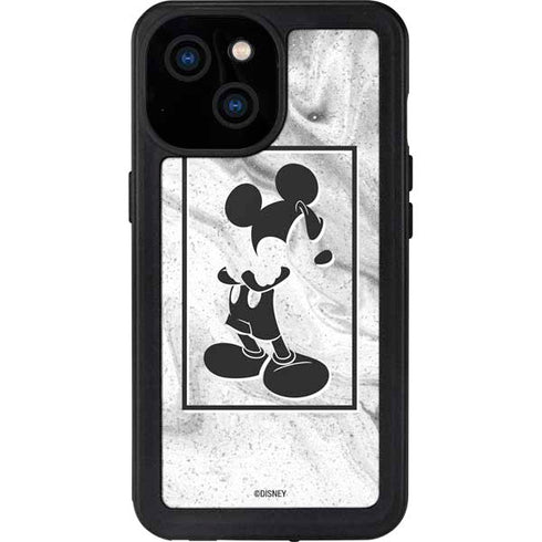 Disney Mickey Mouse Shape on Marble iPhone 15 Waterproof Case