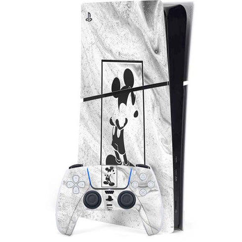 Disney Mickey Mouse Shape on Marble PS5 Slim Digital Edition Console Skin