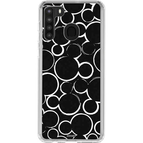 Disney Mickey Mouse Logo Pattern Galaxy A21 Clear Case