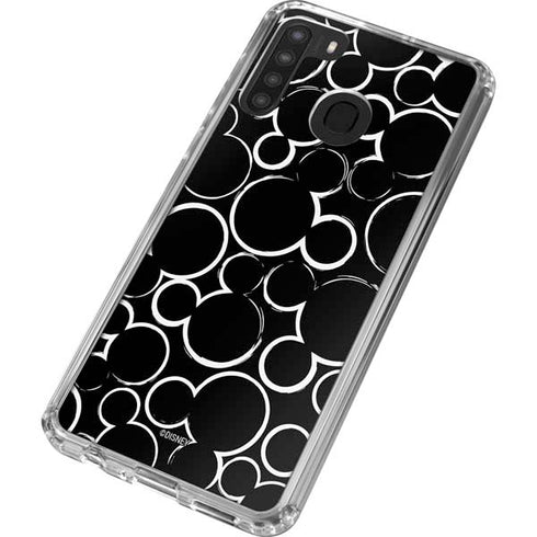 Disney Mickey Mouse Logo Pattern Galaxy A21 Clear Case