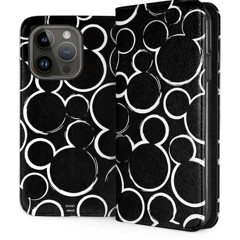 Disney Mickey Mouse Logo Pattern iPhone 15 Pro Folio Case