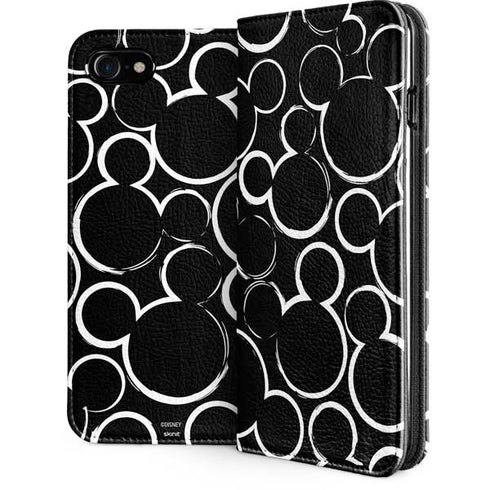 Disney Mickey Mouse Logo Pattern iPhone SE (2nd & 3rd Gen) Folio Case