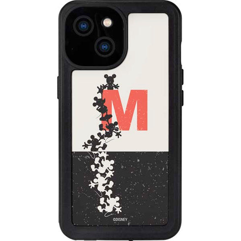 Disney Mickey Mouse Stacked Silhouette Split iPhone 13 Mini Waterproof Case