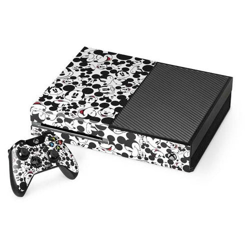 Disney Mickey Mouse Face Pattern Xbox One Console and Controller Bundle Skin