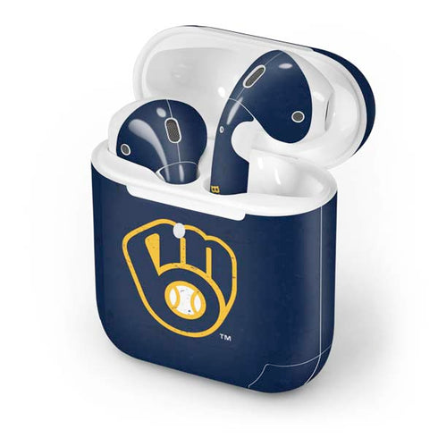 MLB Milwaukee Brewers - Solid Distressed Apple AirPods 2 Skin