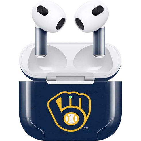 MLB Milwaukee Brewers - Solid Distressed Apple AirPods (3rd Gen 2021) Skin