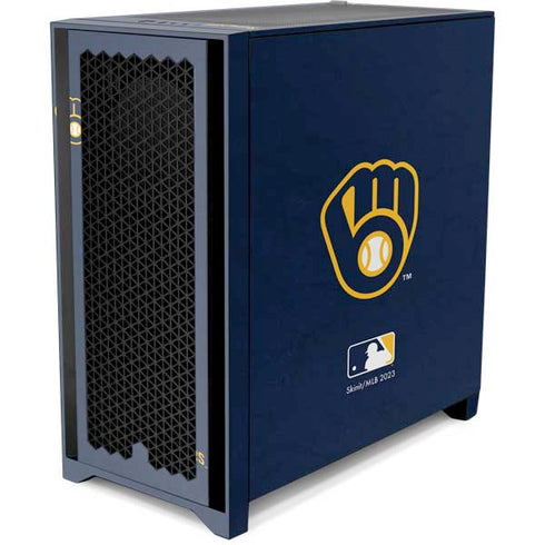 MLB Milwaukee Brewers - Solid Distressed Corsair 4000D Tempered Glass Mid-Tower ATX Case Skin