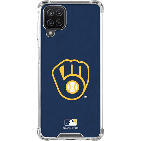 MLB Milwaukee Brewers - Solid Distressed Galaxy A12 Clear Case