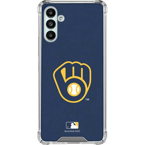 MLB Milwaukee Brewers - Solid Distressed Galaxy A13 5G Clear Case