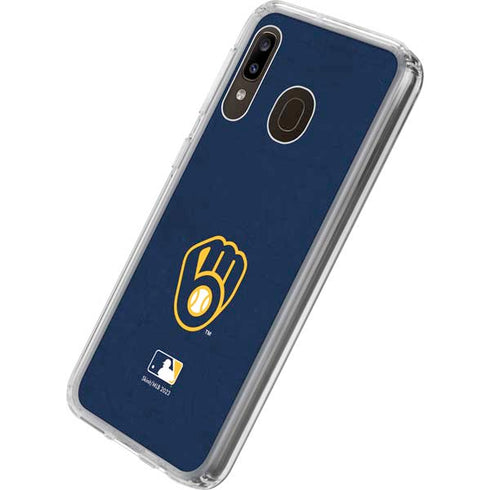 MLB Milwaukee Brewers - Solid Distressed Galaxy A20 Clear Case