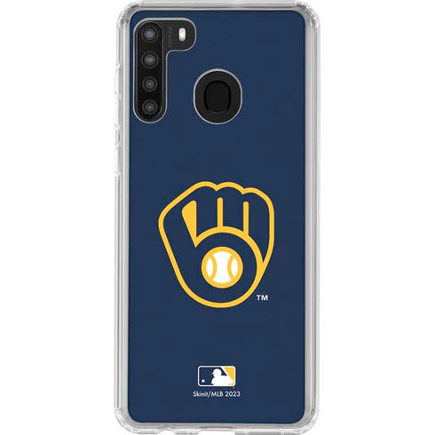 MLB Milwaukee Brewers - Solid Distressed Galaxy A21 Clear Case