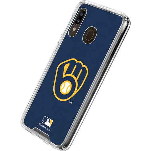 MLB Milwaukee Brewers - Solid Distressed Galaxy A30 Clear Case
