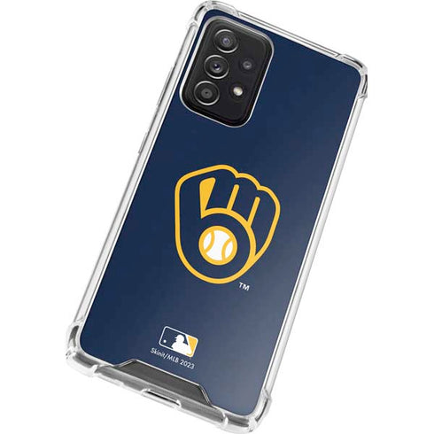 MLB Milwaukee Brewers - Solid Distressed Galaxy A52 5G Clear Case