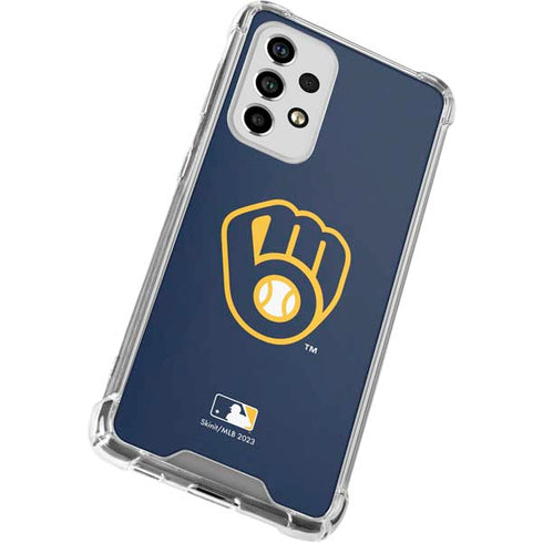 MLB Milwaukee Brewers - Solid Distressed Galaxy A53 5G Clear Case