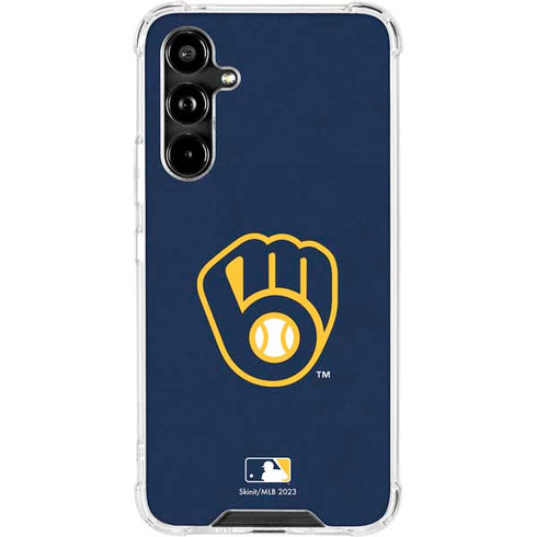 MLB Milwaukee Brewers - Solid Distressed Galaxy A54 5G Clear Case