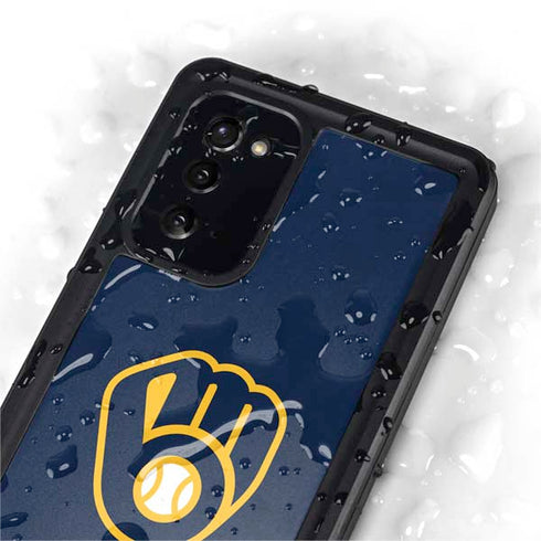MLB Milwaukee Brewers - Solid Distressed Galaxy Note20 5G Waterproof Case