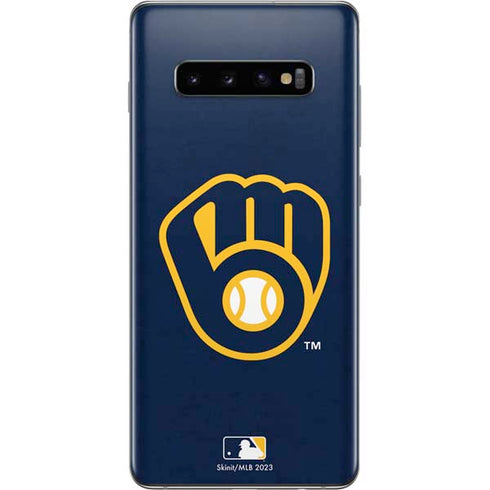MLB Milwaukee Brewers - Solid Distressed Galaxy S10 Plus Skin