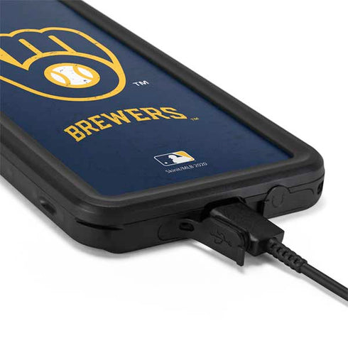 MLB Milwaukee Brewers - Solid Distressed Galaxy S20 Plus Waterproof Case
