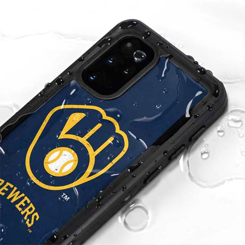 MLB Milwaukee Brewers - Solid Distressed Galaxy S20 Plus Waterproof Case