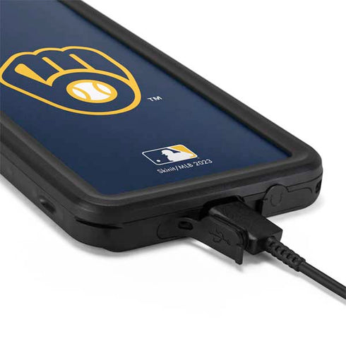 MLB Milwaukee Brewers - Solid Distressed Galaxy S20 Waterproof Case