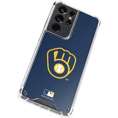 MLB Milwaukee Brewers - Solid Distressed Galaxy S21 Ultra 5G Clear Case