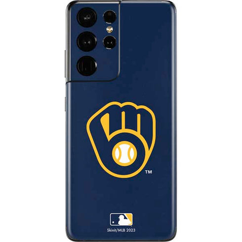 MLB Milwaukee Brewers - Solid Distressed Galaxy S21 Ultra 5G Skin