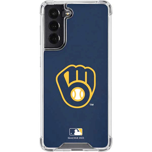 MLB Milwaukee Brewers - Solid Distressed Galaxy S22 Clear Case