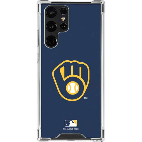 MLB Milwaukee Brewers - Solid Distressed Galaxy S22 Ultra Clear Case