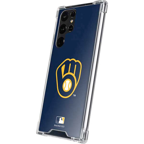 MLB Milwaukee Brewers - Solid Distressed Galaxy S22 Ultra Clear Case