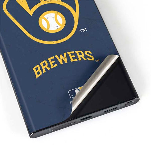 MLB Milwaukee Brewers - Solid Distressed Galaxy S22 Ultra Skin