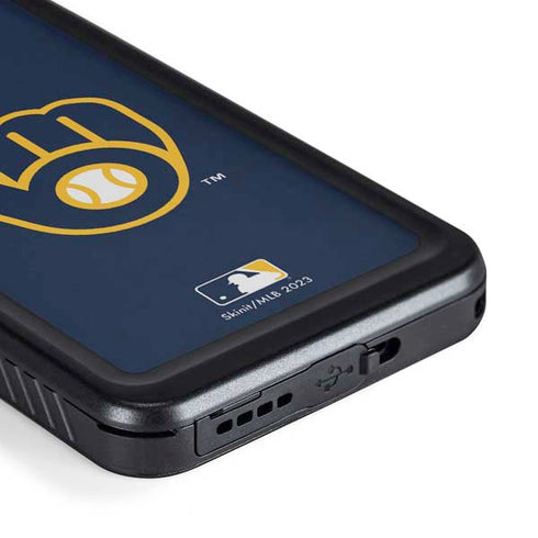 MLB Milwaukee Brewers - Solid Distressed Galaxy S23 Waterproof Case