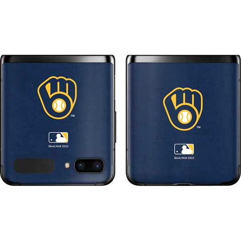 MLB Milwaukee Brewers - Solid Distressed Galaxy Z Flip Skin