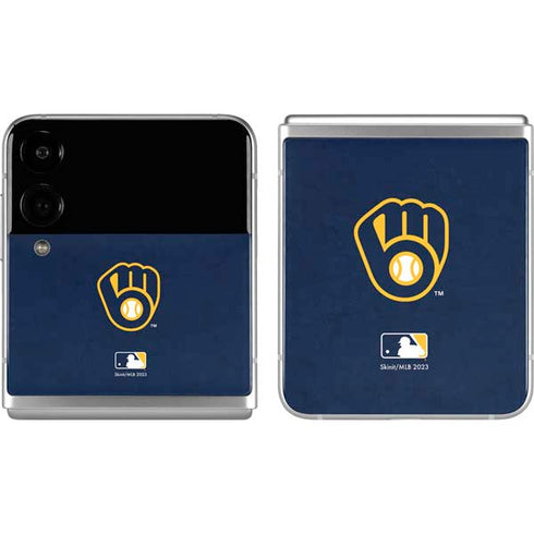 MLB Milwaukee Brewers - Solid Distressed Galaxy Z Flip4 5G Skin