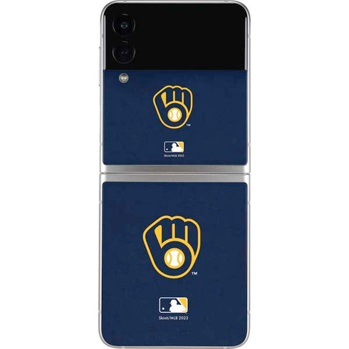 MLB Milwaukee Brewers - Solid Distressed Galaxy Z Flip4 5G Skin