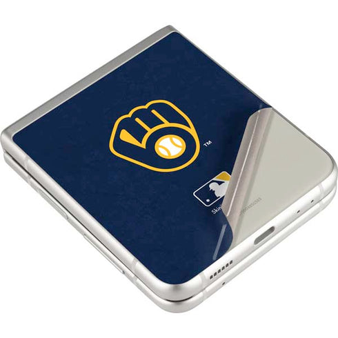 MLB Milwaukee Brewers - Solid Distressed Galaxy Z Flip4 5G Skin