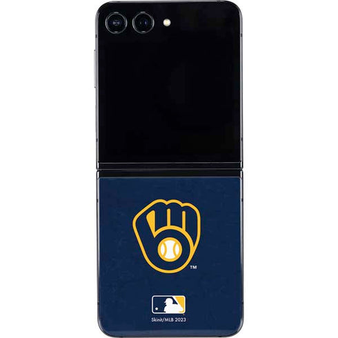 MLB Milwaukee Brewers - Solid Distressed Galaxy Z Flip5 5G Skin