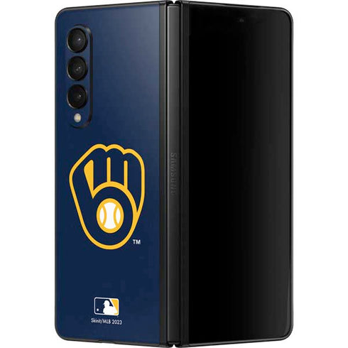 MLB Milwaukee Brewers - Solid Distressed Galaxy Z Fold3 5G Skin