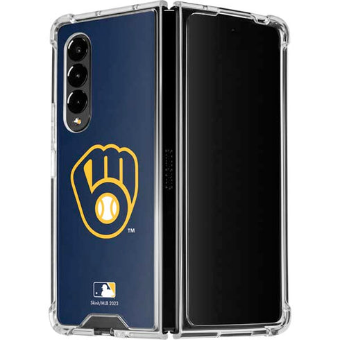 MLB Milwaukee Brewers - Solid Distressed Galaxy Z Fold4 5G Clear Case