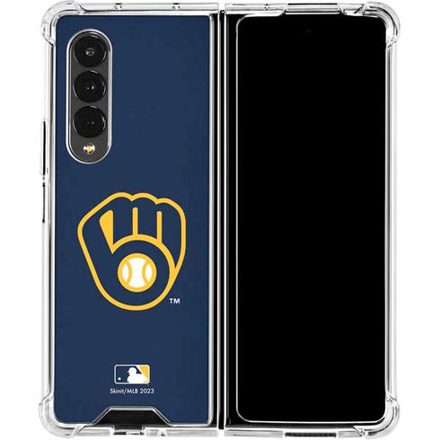 MLB Milwaukee Brewers - Solid Distressed Galaxy Z Fold4 5G Clear Case