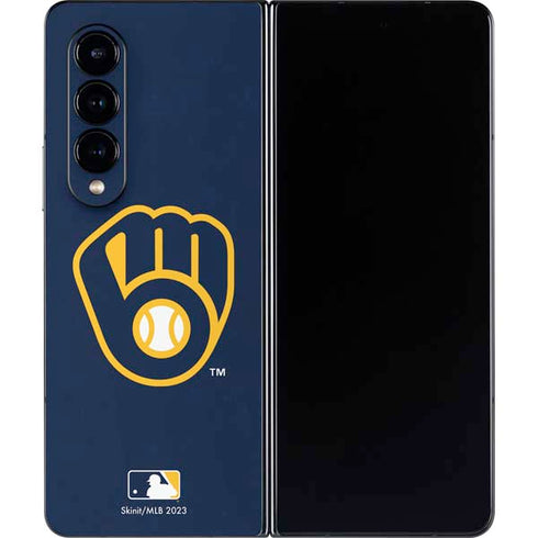 MLB Milwaukee Brewers - Solid Distressed Galaxy Z Fold4 5G Skin
