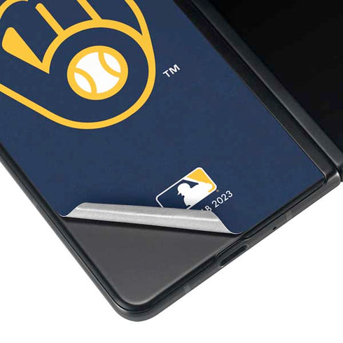 MLB Milwaukee Brewers - Solid Distressed Galaxy Z Fold4 5G Skin
