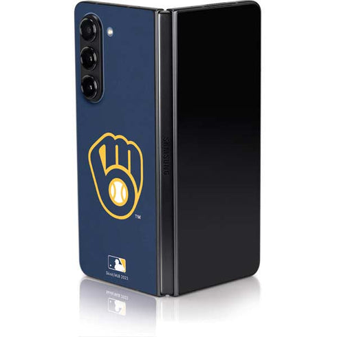 MLB Milwaukee Brewers - Solid Distressed Galaxy Z Fold5 5G Skin