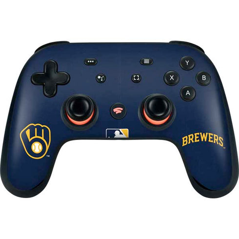 MLB Milwaukee Brewers - Solid Distressed Google Stadia Controller Skin
