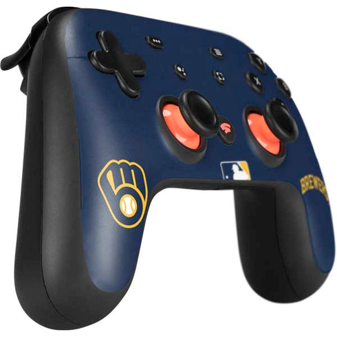 MLB Milwaukee Brewers - Solid Distressed Google Stadia Controller Skin