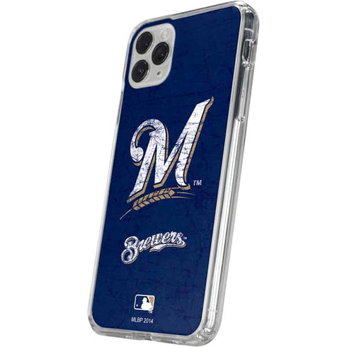 MLB Milwaukee Brewers - Solid Distressed iPhone 11 Pro Clear Case