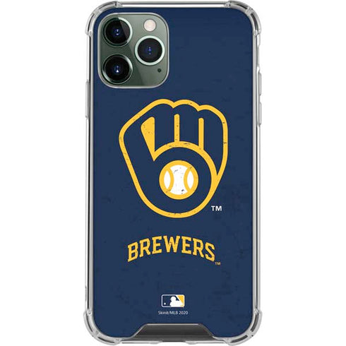 MLB Milwaukee Brewers - Solid Distressed iPhone 11 Pro Max Clear Case
