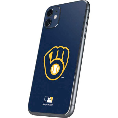 MLB Milwaukee Brewers - Solid Distressed iPhone 11 Skin