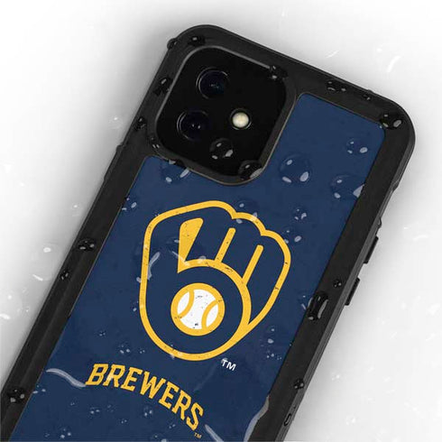MLB Milwaukee Brewers - Solid Distressed iPhone 12 Mini Waterproof Case