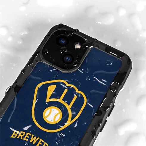MLB Milwaukee Brewers - Solid Distressed iPhone 13 Mini Waterproof Case
