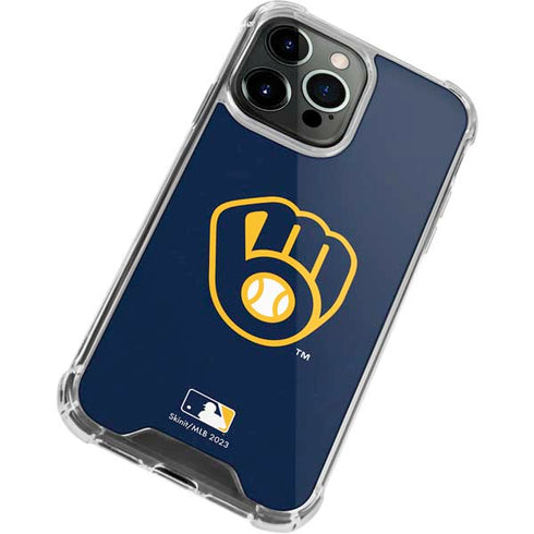 MLB Milwaukee Brewers - Solid Distressed iPhone 13 Pro Clear Case